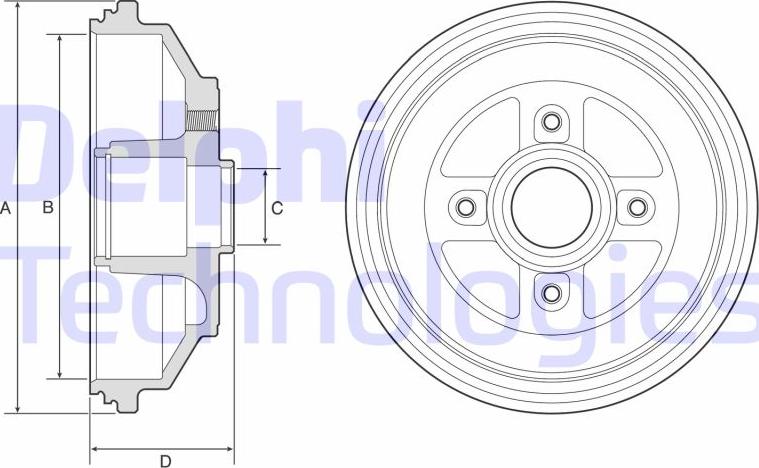 Delphi BF571 - Тормозной барабан autosila-amz.com