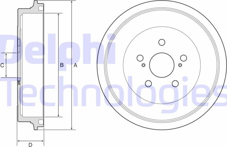 Delphi BF610 - Тормозной барабан задний SUBARU TREZIA TOYOTA VERSO S 1.3/1.33/1.4D 1 autosila-amz.com