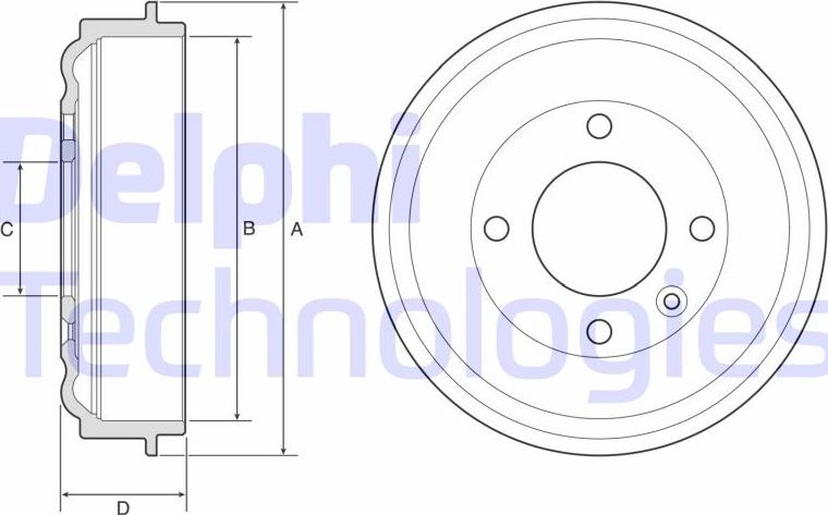 Delphi BF638 - Тормозной барабан autosila-amz.com