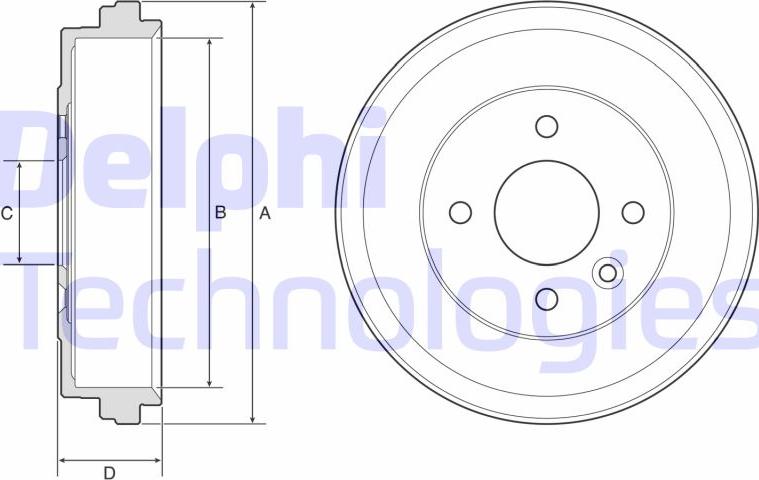 Delphi BF637 - Тормозной барабан autosila-amz.com