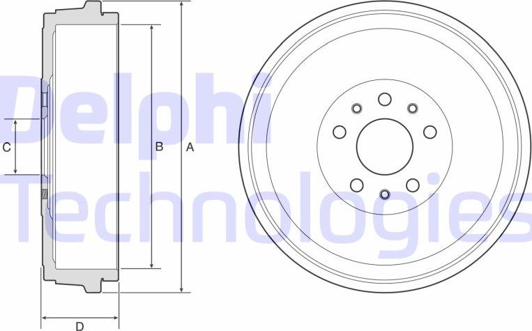 Delphi BF629 - Тормозной барабан autosila-amz.com