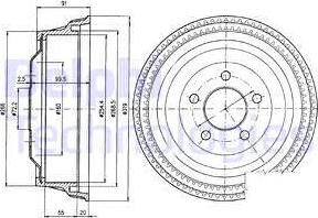 Delphi BF363 - Тормозной барабан autosila-amz.com