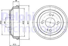 Delphi BF204 - Тормозной барабан autosila-amz.com