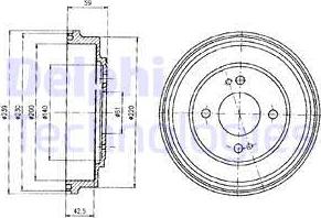 Delphi BF208 - Тормозной барабан autosila-amz.com