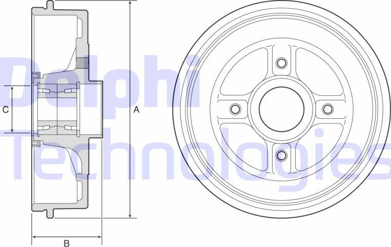 Delphi BFR595 - Тормозной барабан autosila-amz.com