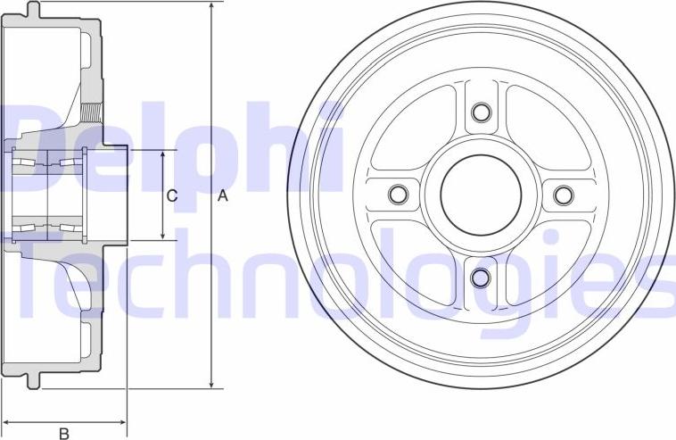 Delphi BFR624 - Тормозной барабан autosila-amz.com