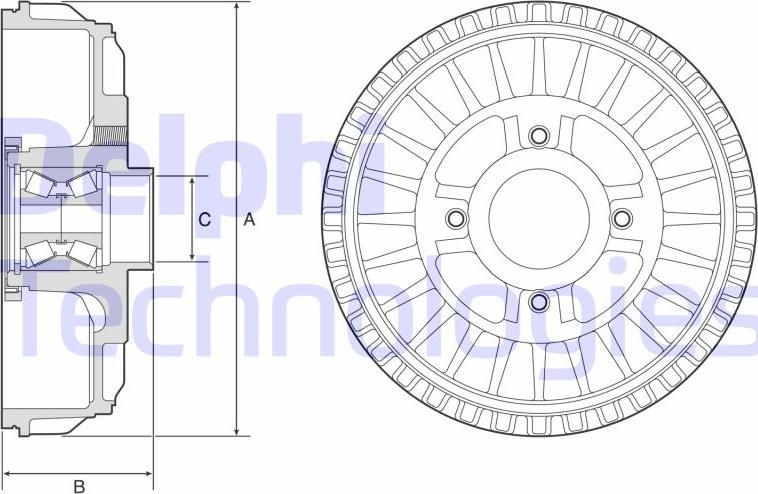 Delphi BFR621 - Тормозной барабан autosila-amz.com