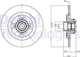 Delphi BG9025RS - Тормозной диск autosila-amz.com