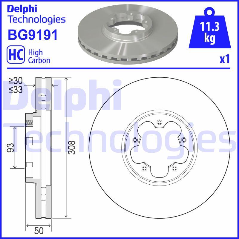 Delphi BG9191 - Тормозной диск autosila-amz.com