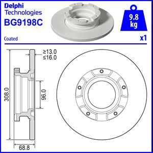 Delphi BG9198C - Тормозной диск autosila-amz.com