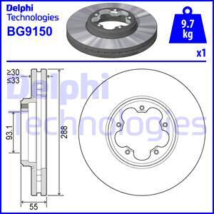 Delphi BG9150 - Тормозной диск autosila-amz.com