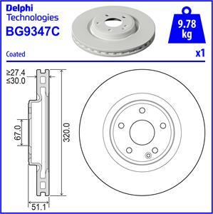 Delphi BG9347C - Тормозной диск autosila-amz.com