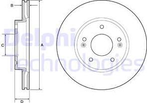 Delphi BG4955C - Тормозной диск autosila-amz.com