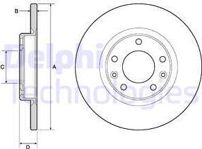 Delphi BG4661C-19B1 - Тормозной диск autosila-amz.com