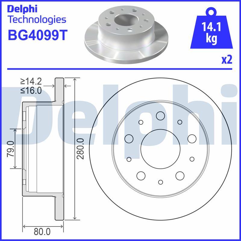 Delphi BG4099T - Тормозной диск autosila-amz.com