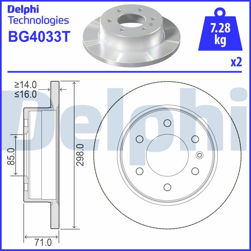 Delphi BG4033T - Тормозной диск autosila-amz.com