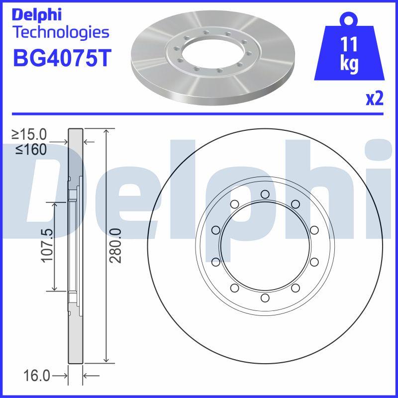 Delphi BG4075T - Тормозной диск autosila-amz.com