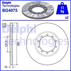 Delphi BG4075 - Тормозной диск autosila-amz.com