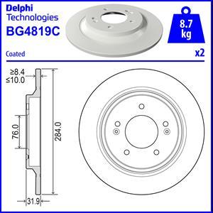 Delphi BG4819C - Тормозной диск autosila-amz.com