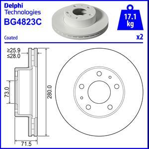 Delphi BG4823C - Тормозной диск autosila-amz.com