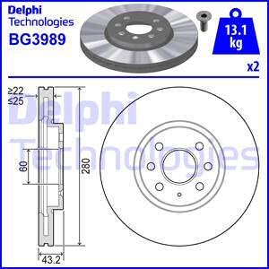 Delphi BG3989 - Тормозной диск autosila-amz.com