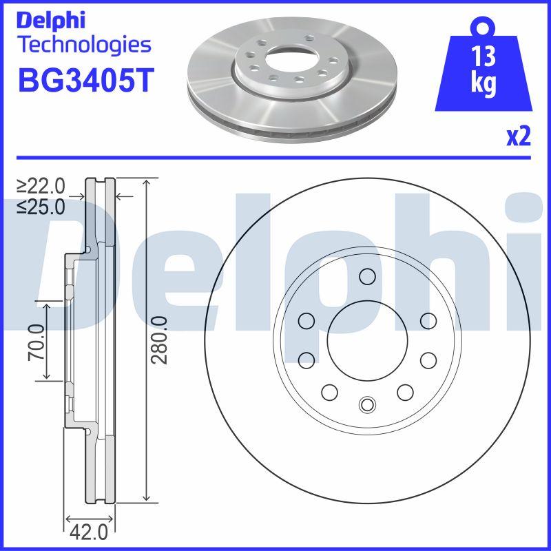 Delphi BG3405T - Тормозной диск autosila-amz.com