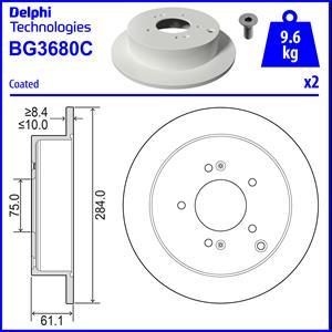 Delphi BG3680C - Тормозной диск autosila-amz.com