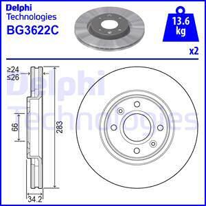 Delphi BG3622 - Тормозной диск autosila-amz.com