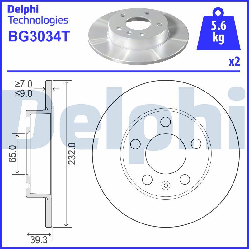 Delphi BG3034T - Тормозной диск autosila-amz.com