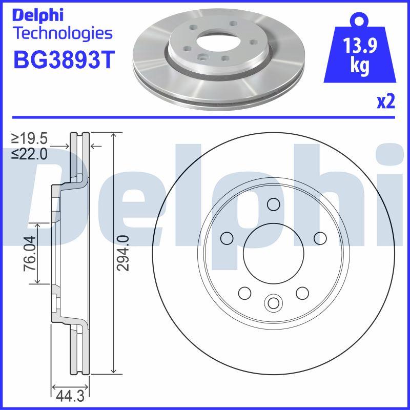Delphi BG3893T - Тормозной диск autosila-amz.com