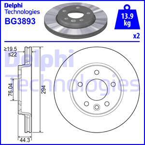 Delphi BG3893 - Тормозной диск autosila-amz.com