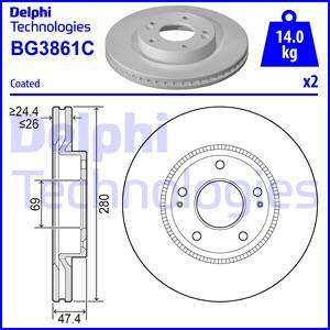 Delphi BG3861C - Тормозной диск autosila-amz.com