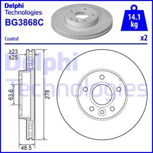 Delphi BG3868C-18B1 - Тормозной диск autosila-amz.com