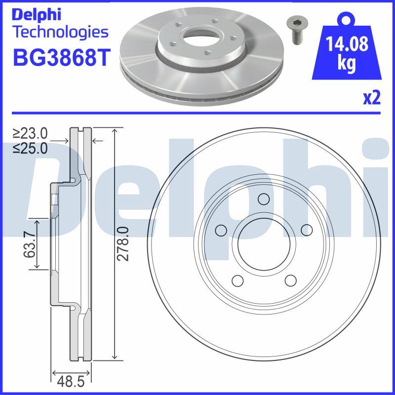 Delphi BG3868T - Тормозной диск autosila-amz.com