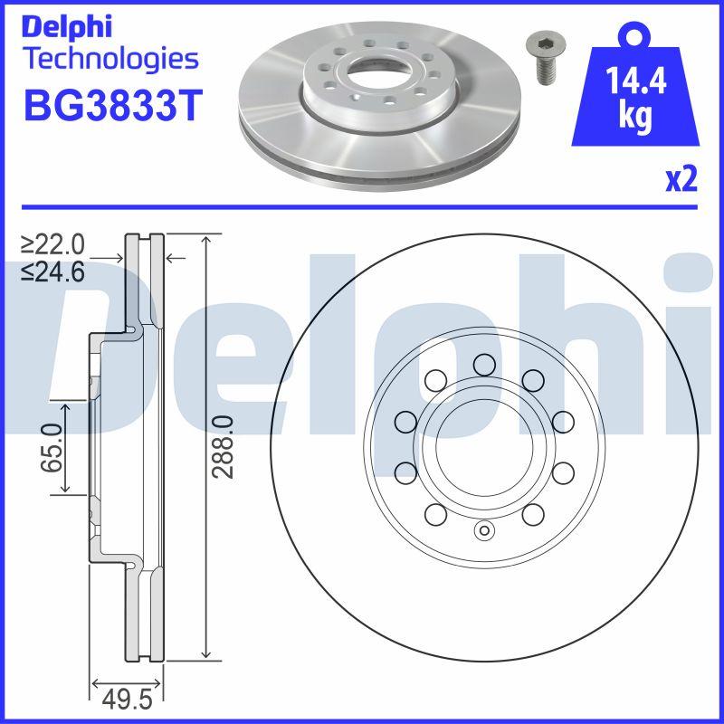 Delphi BG3833T - Тормозной диск autosila-amz.com