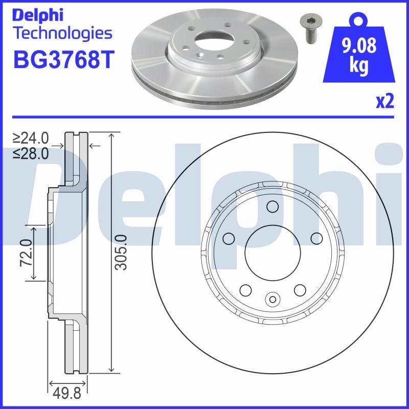 Delphi BG3768T - Тормозной диск autosila-amz.com