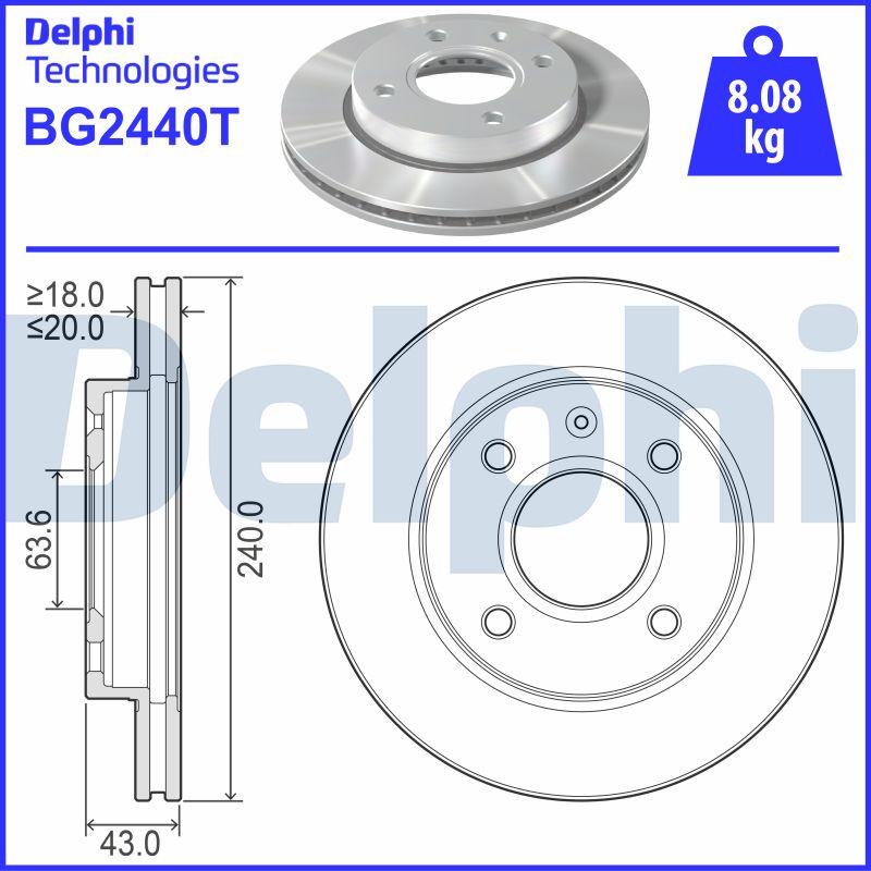 Delphi BG2440T - Тормозной диск autosila-amz.com