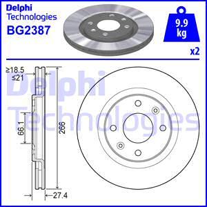 Delphi BG2387 - Тормозной диск autosila-amz.com