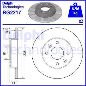 Delphi BG2217 - Тормозной диск autosila-amz.com