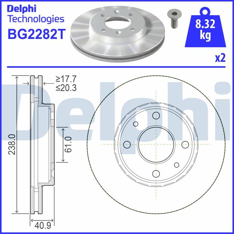 Delphi BG2282T - Тормозной диск autosila-amz.com