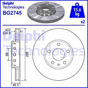 Delphi BG2745 - Тормозной диск autosila-amz.com