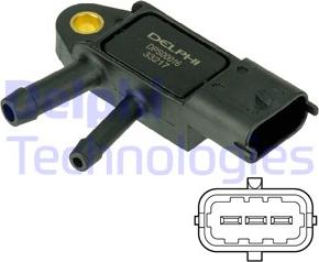 Delphi DPS00016 - Exhaust fumes pressure sensor (number of pins: 3,) fits: VOLVO S60 II, S80 II, V40, V60 I, XC60 I, X autosila-amz.com