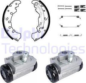 Delphi KP1120 - Комплект тормозных колодок, барабанные autosila-amz.com