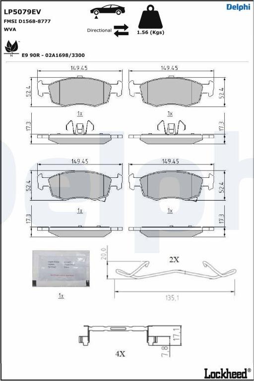 Delphi LP5079EV - Тормозные колодки, дисковые, комплект autosila-amz.com