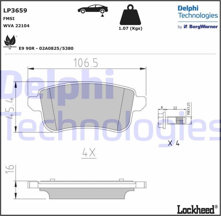 Delphi LP3659 - Тормозные колодки, дисковые, комплект autosila-amz.com