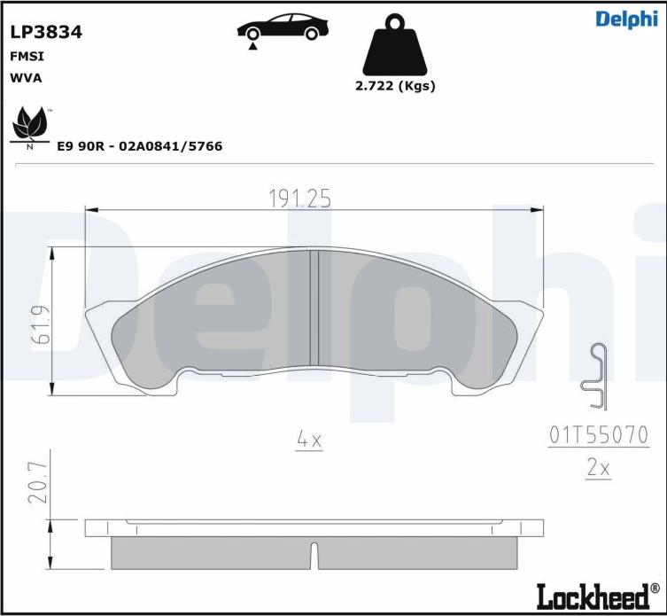 Delphi LP3834 - Тормозные колодки, дисковые, комплект autosila-amz.com