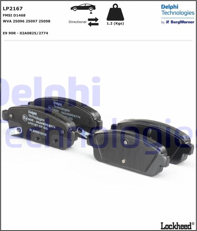 Delphi LP2167 - LP2167 колодки дисковые з.\ Opel Astra, Chevrolet Cruze 1.4-2.0 09> autosila-amz.com