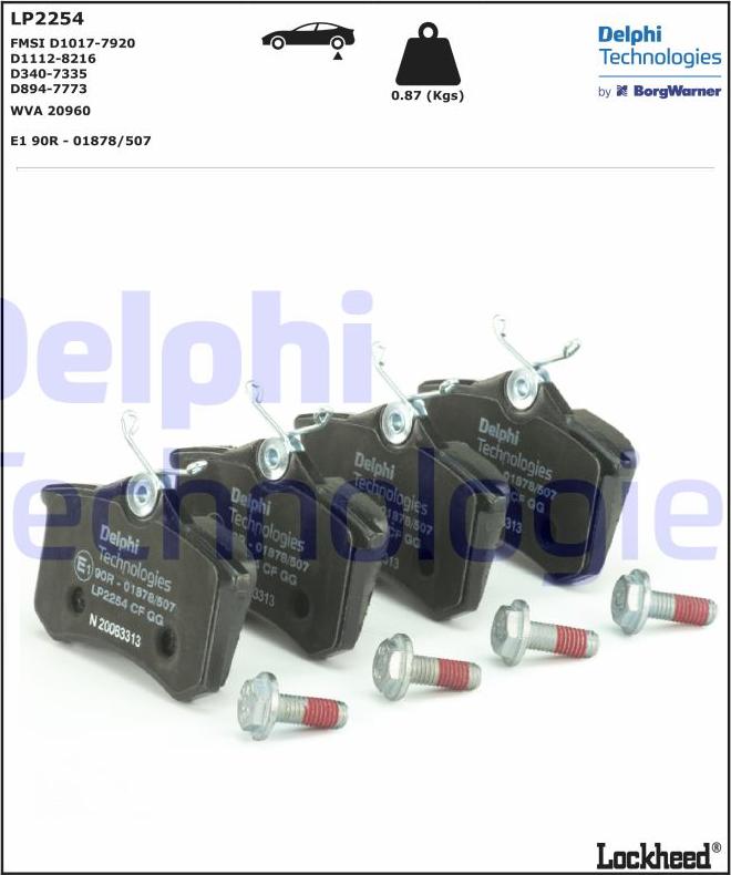 Delphi LP2254 - LP2254 колодки дисковые задние!\ Renault Clio/Megane/Modus/Scenic 1.2-2.0i/1.5-2.0DCi 06> autosila-amz.com