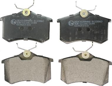 Denckermann B110860 - Тормозные колодки, дисковые, комплект autosila-amz.com
