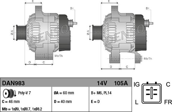 Denso DAN983 - Генератор autosila-amz.com